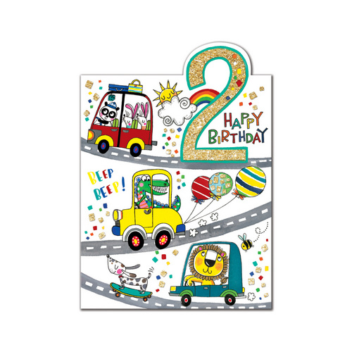 Boy Cars 2nd Birthday Card