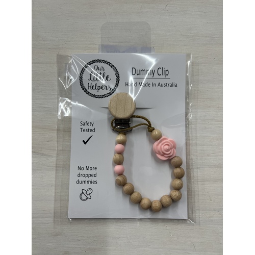 Bead Dummy Clip - Pink/Natural With Flower