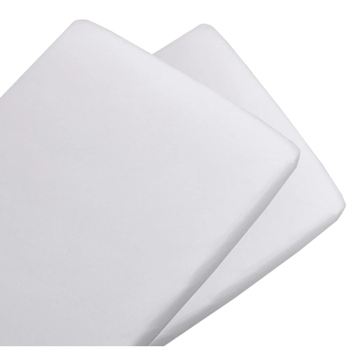 2 x Pack Fitted Bassinet Jersey Sheets - White