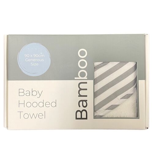 Bamboo Baby Hooded Towel - Grey Stripe