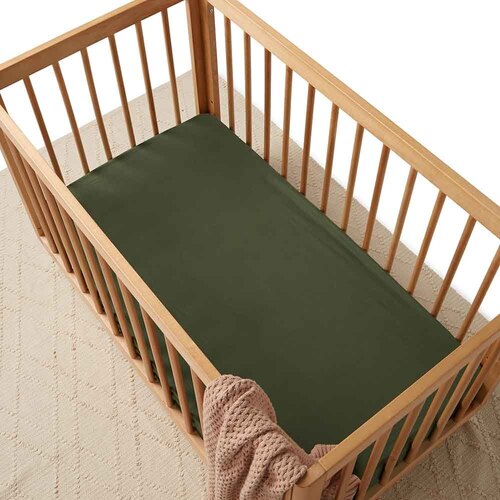 Fitted Cot Sheet - Olive