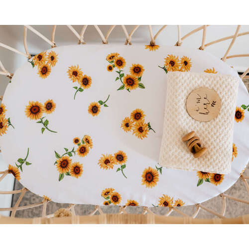 Fitted Bassinet Sheet/Change Pad Cover - Sunflower
