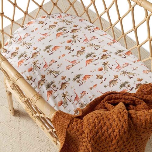 Fitted Bassinet Sheet/Change Pad Cover - Dino