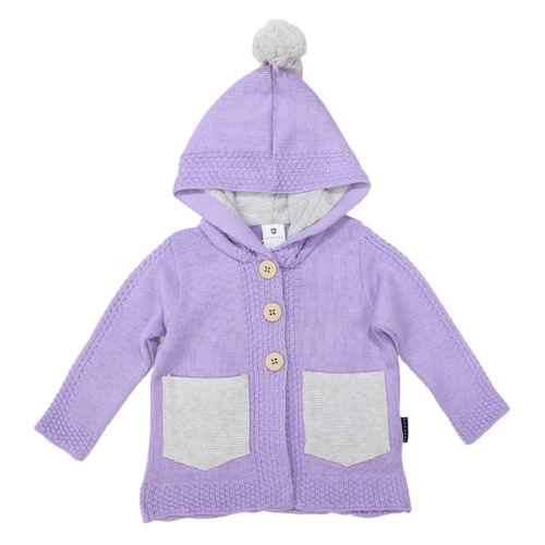 Hooded Lined Knit Jacket - Lavender