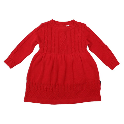 Textured Knit Dress - Red