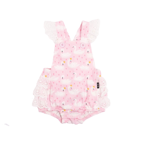 Swannie Lace Frill Romper - Pink
