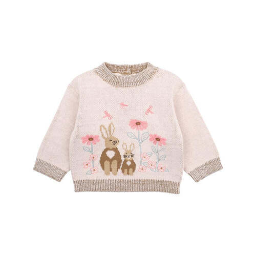 Olive Knitted Bunny Jumper - Oat