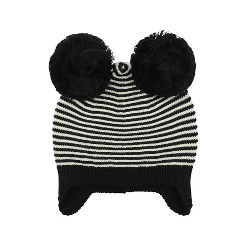 Angus Stripe Pom Pom Knitted Beanie - Charcoal Stripe
