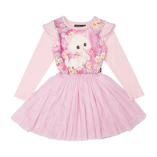 Rock Your Kid White Kitten Circus Dress - Pink