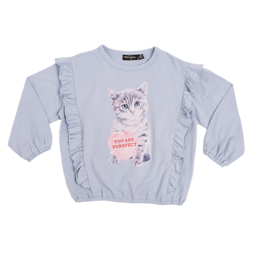Kitten L/S T-Shirt - Blue Grey