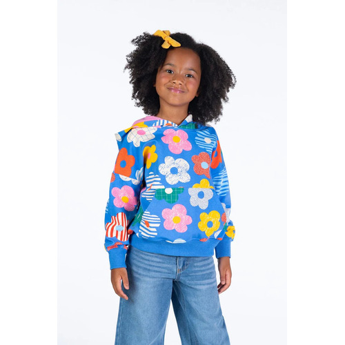 Rock Your Kid Happy Flowers Hooded Sweatshirt - Blue