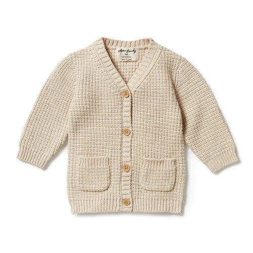 Knitted Button Cardigan - Oatmeal Melange