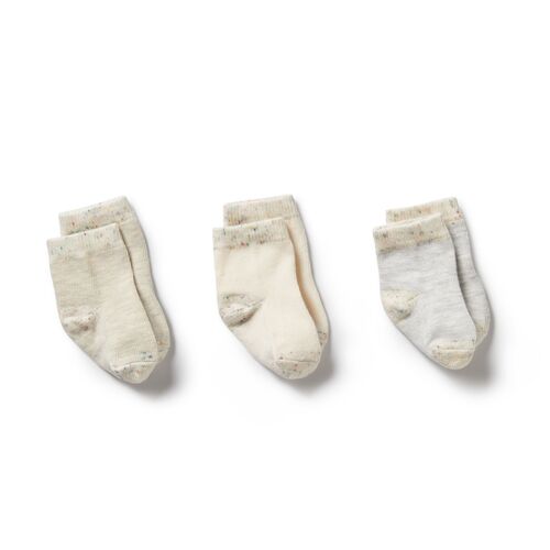 3 Pack Organic Baby Socks - Cream/Oatmeal/Grey Cloud