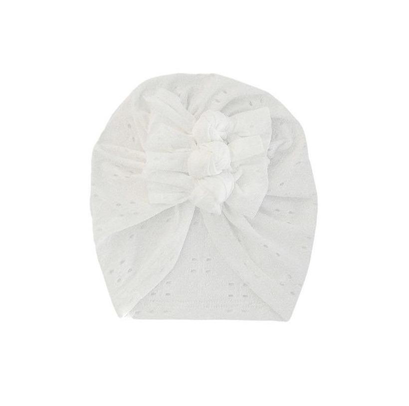 Broderie Lace Triple Knot Turban - White
