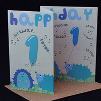 Happy Birthday Card - 1st Hedgehog