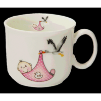 Porcelain Baby Stork Mug - Pink