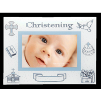 Glass Christening Frame - Blue