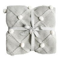 Pom Pom Blanket - Ivory And Pink Grey