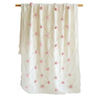 Pom Pom Blanket - Ivory And Pink