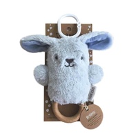 Bruce Bunny Plush Teething Ring - Blue