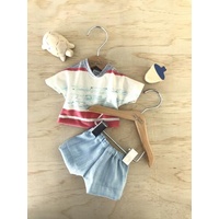 Shorts Set - Bold Stripe T And Light Denim Shorts