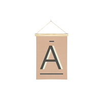 Linen Print Banners Charcoal A on Peach
