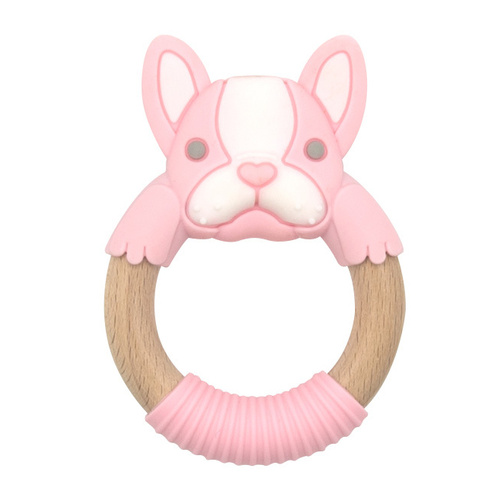 Teething Ring - Frankie Frenchie - Pink and White