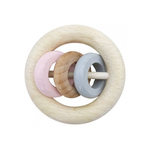 Rattle Round 3 Rings - Natural Pink