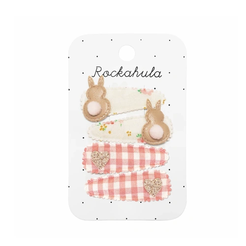 Hair Clips | Fabric Set | Tiny Blossom Bunny