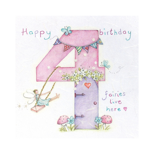 Fairies 4th Birthday Card
