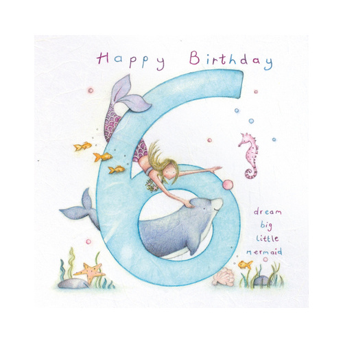 Little Mermaid 6th Birthday Card