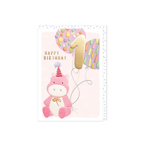 1st Birthday Card - Pink