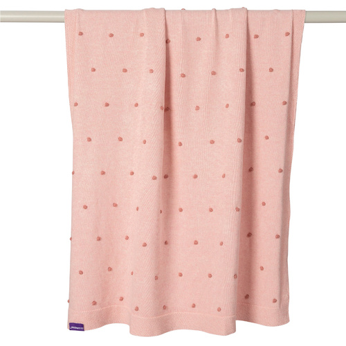 Baby Blanket | Knitted | Pom Pom [Pink, 80x100cm]