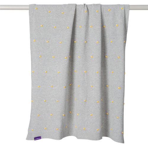Baby Blanket | Knitted | Pom Pom [Grey, 80x100cm]