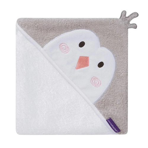 Clevemama Bamboo Apron Baby Bath Towel - Pebbles The Penguin