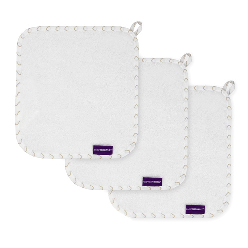 Washcloth (3Pk) | Baby | Bamboo [White / Grey]
