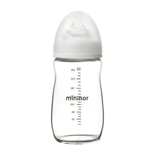 Mininor Glass Baby Bottle - 0m - 240ml