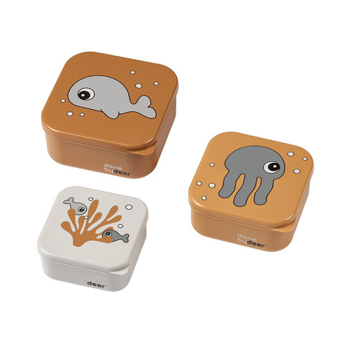 Done By Deer Sea Friends Snack Box Set - Mustard/Grey