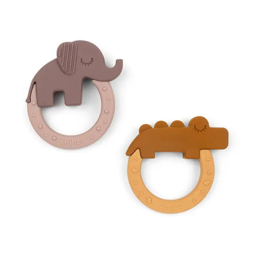 Done By Deer 2 Pack Silicone Teether - Mustard/Powder