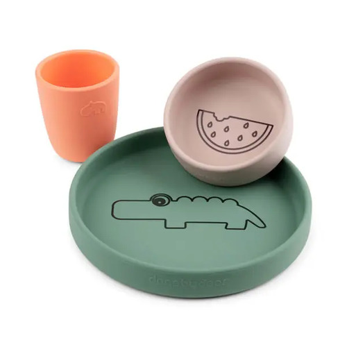 Done By Deer Silicone Dinner Set - Croco
