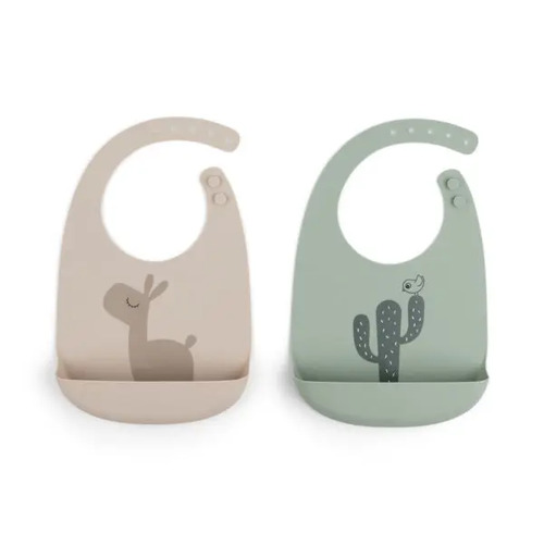 Done by Deer 2 Pack Silicone Bibs - Lalee Sand/Green