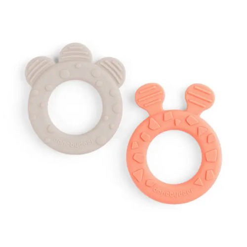 Done By Deer 2 Pack Teethers - Deer Friends - Sand/Coral