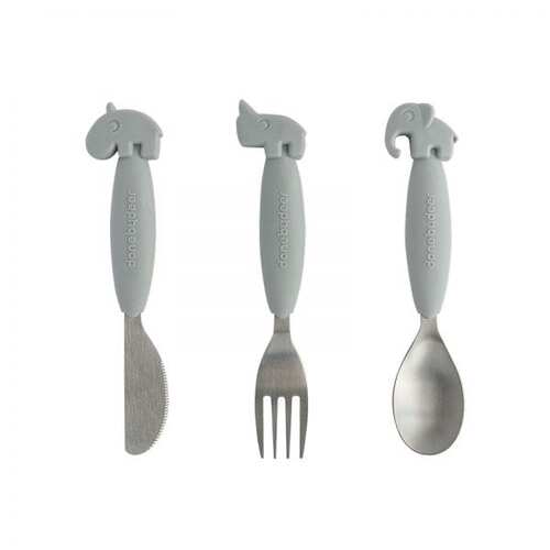 Done By Deer Easy Grip Cutlery Set - Grey