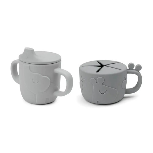 Done By Deer Peekaboo Spout & Snack Cup Set – Deer Friends Grey