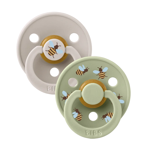 Dummies | BIBS | Studio Colour | Bumblebee Mushroom/Sage 2 PACK [Size 2, Latex, Round]