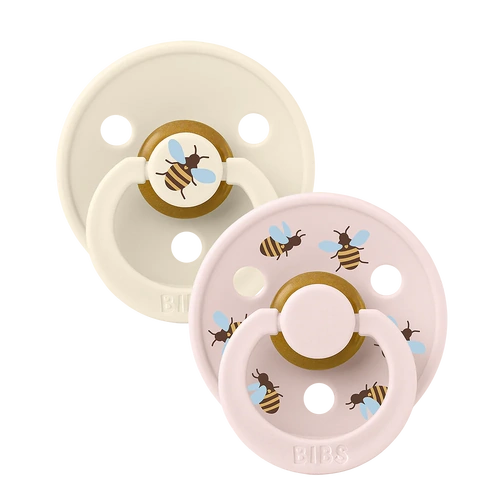 Dummies | BIBS | Studio Colour | Bumblebee Ivory/Petal 2 PACK [Size 1, Latex, Round]