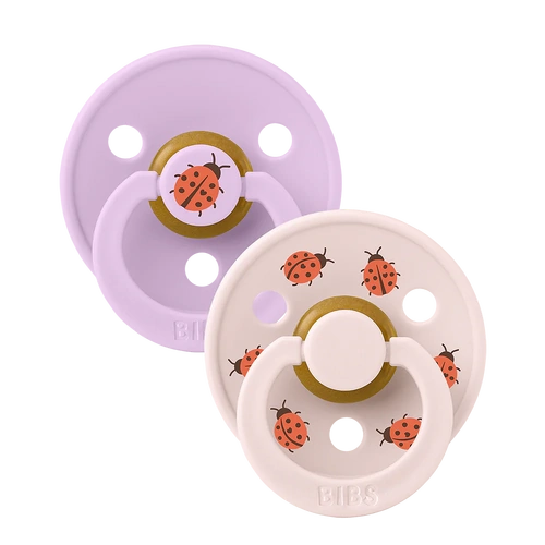 Dummies | BIBS | Studio Colour | Ladybug Violet Sky/Petal 2 PACK [Size 1, Latex, Round]