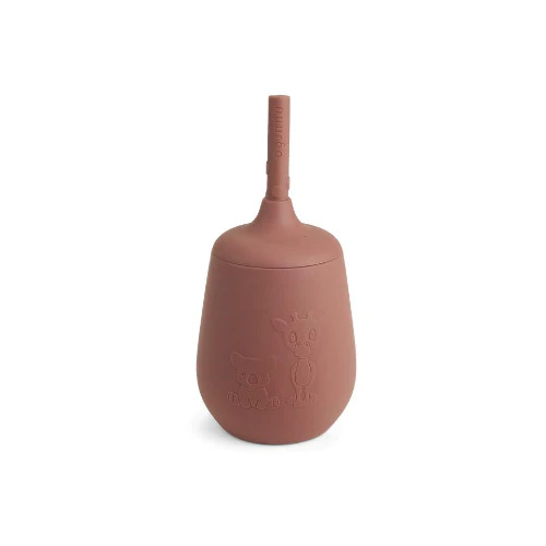 Silicone Cup With Straw - Mahogany