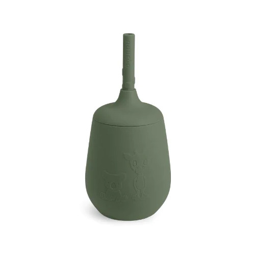 Silicone Cup With Straw - Dusty Green