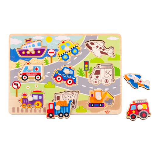 Wooden Toy | Peg Puzzle | Vehicle